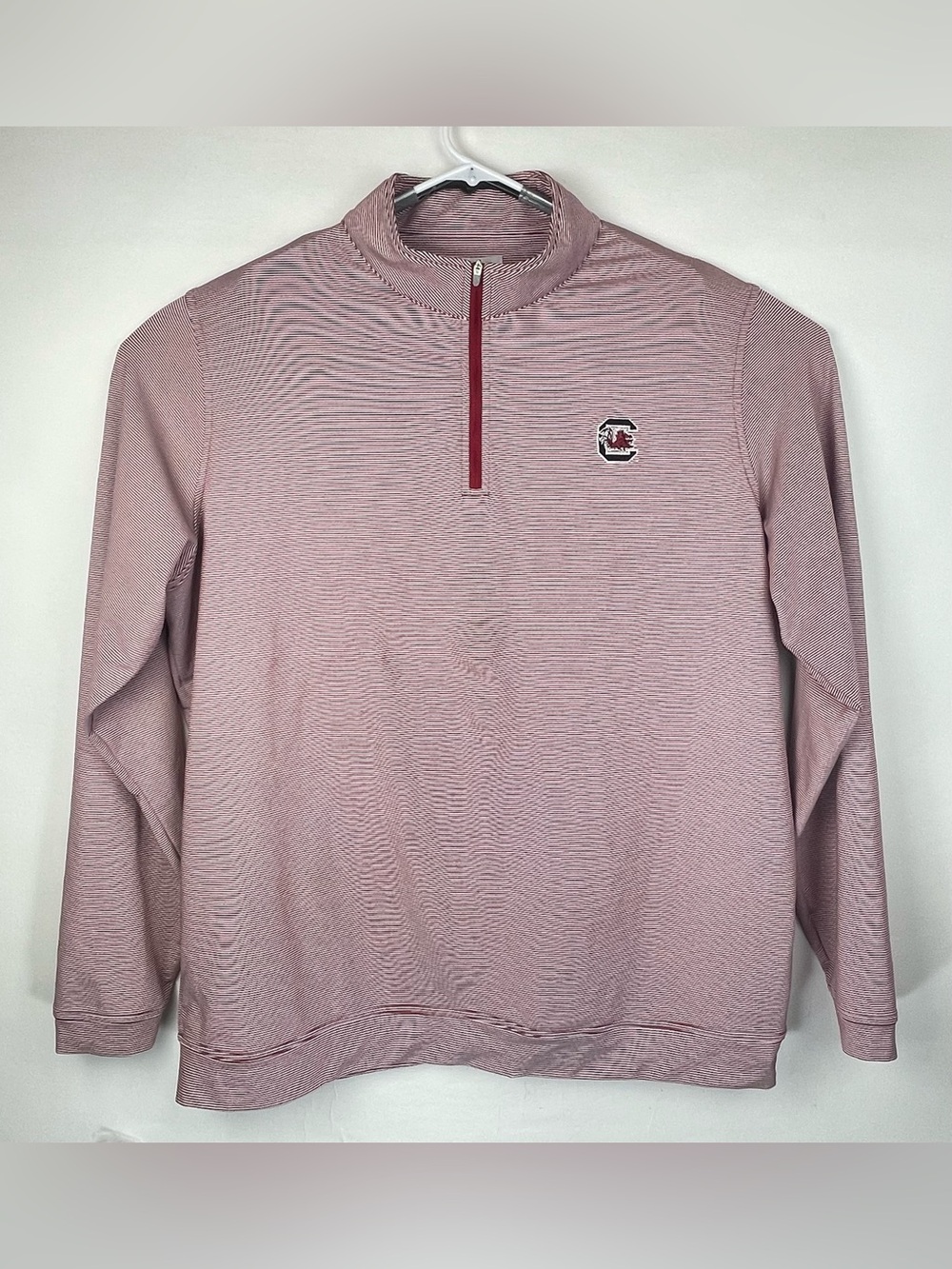 Peter Millar Men's 2XL XXL Garnet/White Striped South Carolina Gamecocks 1/4 Zip